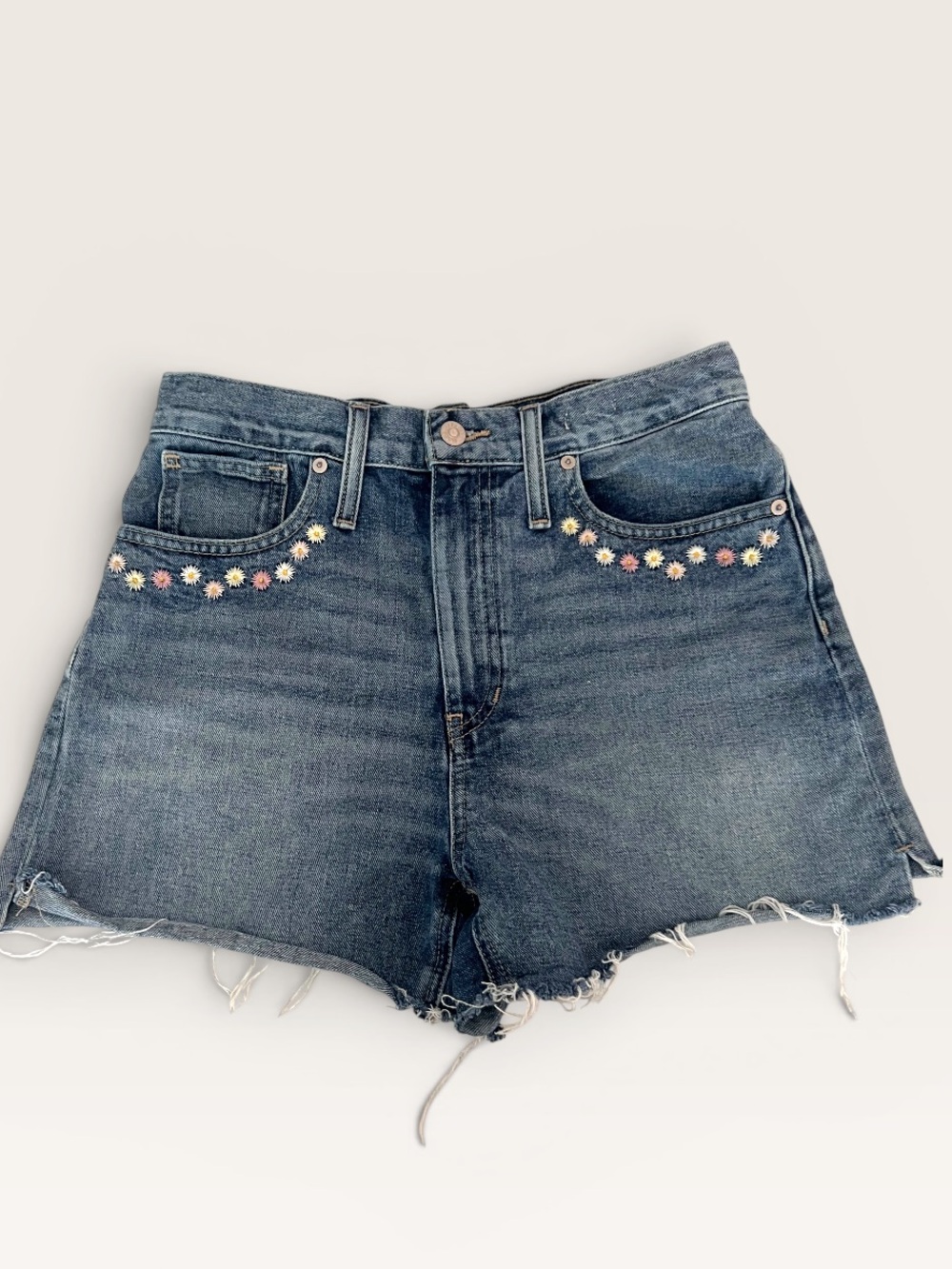 Madewell Embroidered Daisy Denim Shorts